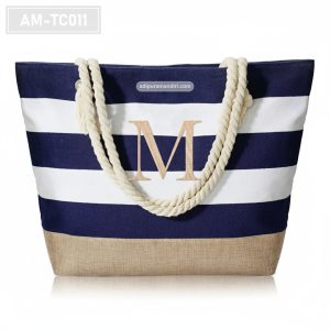 AM-TC011 – Tote Bag Canvas Pantai Garis Navy