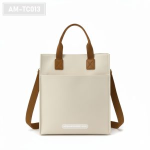 AM-TC013 – Tote Bag Canvas Cream Aksen Kulit