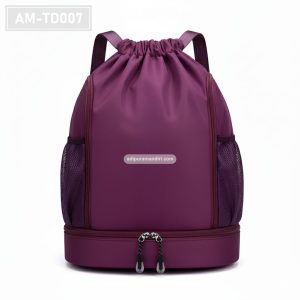 AM-TD007– Tas Serut Gym Ungu Kompartemen Sepatu