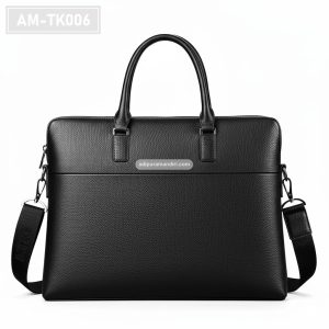 AM-TK006 – Tas Laptop Slim Kulit Hitam Tekstur