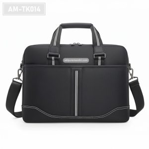 AM-TK014 - Tas Briefcase Oxford Hitam Aksen Putih