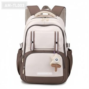 AM-TL003 – Tas Sekolah Cream Coklat Aksen Buckle