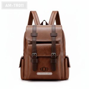 AM-TR011– Tas Ransel Kulit Vintage Coklat Klasik