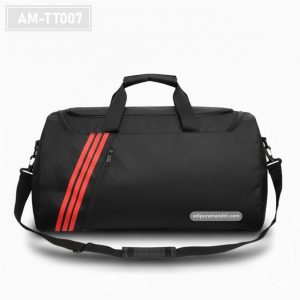 AM-TT007– Tas Travel Duffle Hitam Stripe Merah