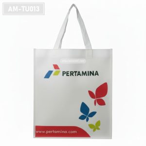 AM-TU013– Tas Spunbond Tote Putih Custom Print Pertamina