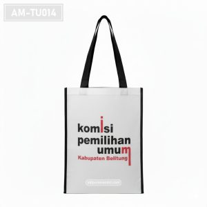 AM-TU014– Tas Spunbond Tote Putih Custom Print KPU Belitung